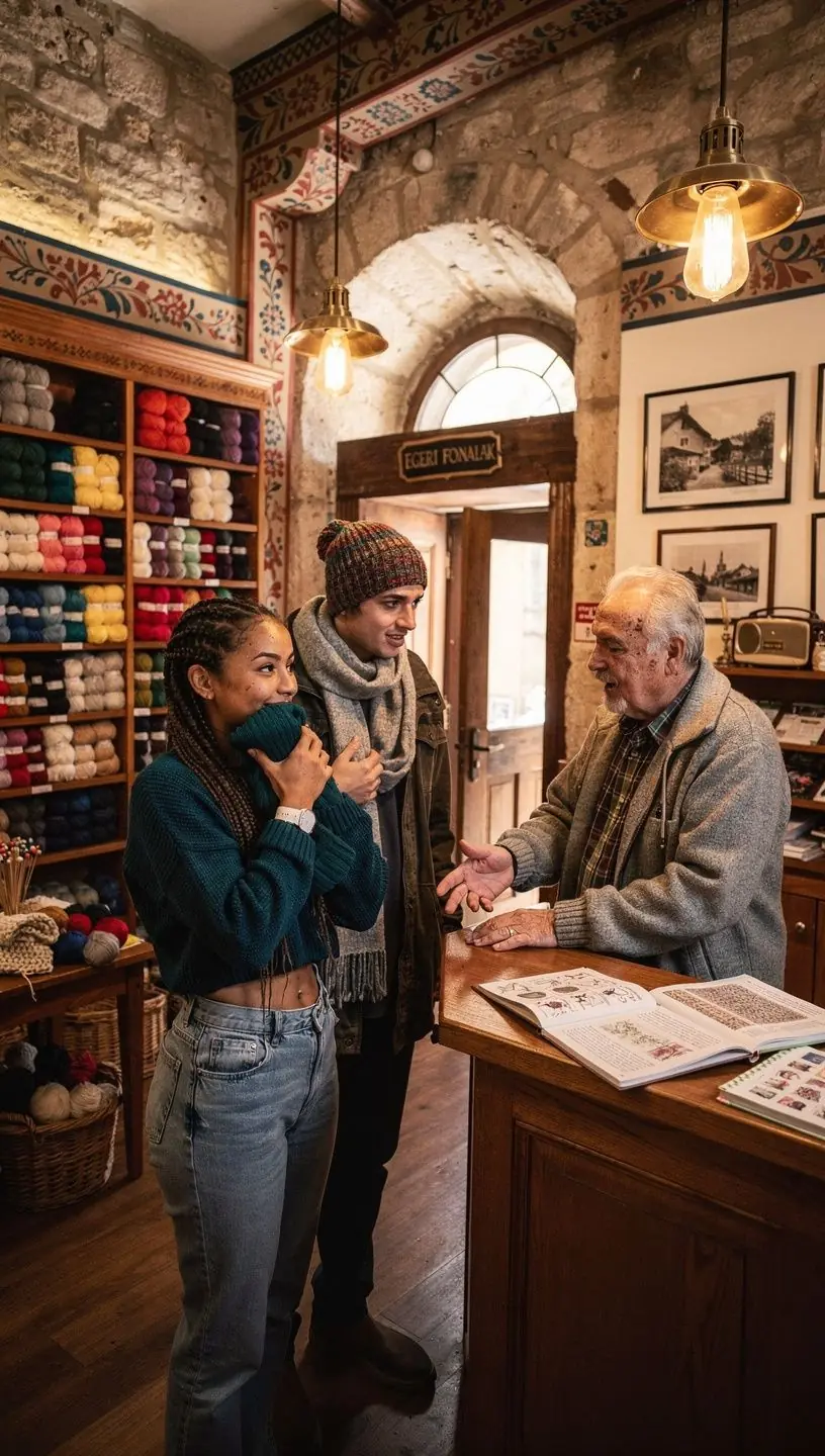 Kötött pulóver részlete, szép mintákkal és textúrákkal.