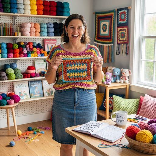 Kreatív szövött textil, élénk színekkel és formákkal.